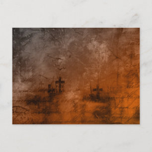 Cartes Pour Fêtes Annuelles Déplaisant Antiquité Cimetière Brown Halloween