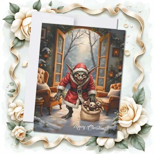 Cartes Pour Fêtes Annuelles Déplaisant Noël Goblin - Imaginaire sombre Evil Pè