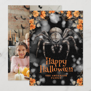 Cartes Pour Fêtes Annuelles Déplaisant Spider Floral Photo Happy Halloween Car
