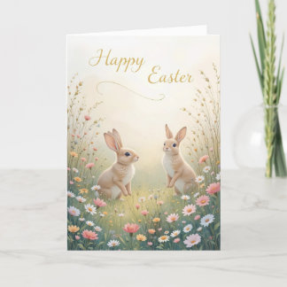 Cartes Pour Fêtes Annuelles Des lapins de printemps rustiques heureux Pâques