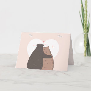 Cartes Pour Fêtes Annuelles Des ours regardent le coucher du soleil dans l'amo