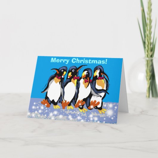 Cartes Pour Fêtes Annuelles Des pingouins dans les seins, Joyeux Noël ! (Devant)