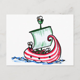 Cartes Pour Fêtes Annuelles Des pingouins naviguant dans un bateau de Noël