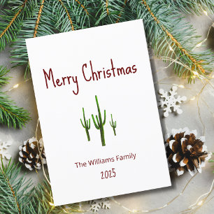 Cartes Pour Fêtes Annuelles Désert de Noël Sud-Ouest Saguaro Cactus