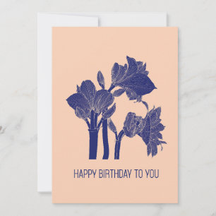 Cartes Pour Fêtes Annuelles Design avec amaryllis fleurs ligne art.