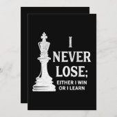 Cartes Pour Fêtes Annuelles Design Classique D'Échecs, Je Ne Perds Jamais; J'a (Devant / Derrière)