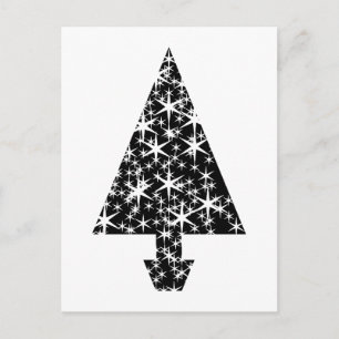 Cartes Pour Fêtes Annuelles Design d'arbre de Noël noir et blanc.