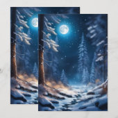 Cartes Pour Fêtes Annuelles Design de neige hivernale (Devant / Derrière)