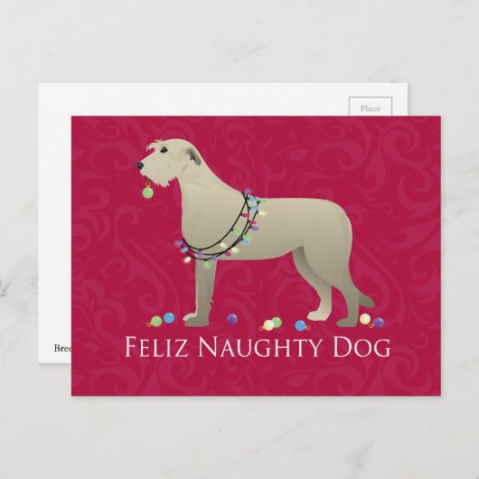 Cartes Pour Fêtes Annuelles Design de Noël irlandais Wolfhound (Devant / Derrière)