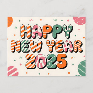 Cartes Pour Fêtes Annuelles Design de typographie moderne Happy New Year 2025