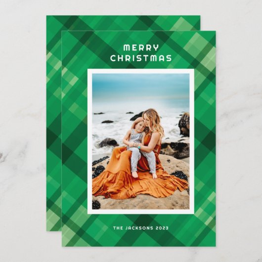 Cartes Pour Fêtes Annuelles Design Joyeux Noël vert moderne (Devant / Derrière)