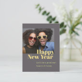 Cartes Pour Fêtes Annuelles Design moderne Gras Charcoal Script Photo Nouvel A (Debout devant)