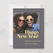 Cartes Pour Fêtes Annuelles Design moderne Gras Charcoal Script Photo Nouvel A (Devant)