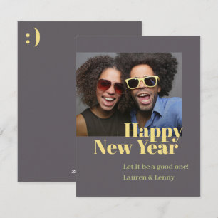 Cartes Pour Fêtes Annuelles Design moderne Gras Charcoal Script Photo Nouvel A