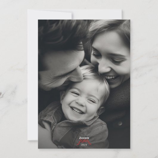 Cartes Pour Fêtes Annuelles design moderne tendance noël arc rouge 2 photo (Dos)