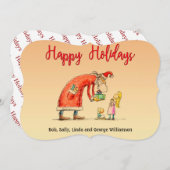 Cartes Pour Fêtes Annuelles Dessin amusant Père Noël livre des cadeaux Fancy C (Devant / Derrière)