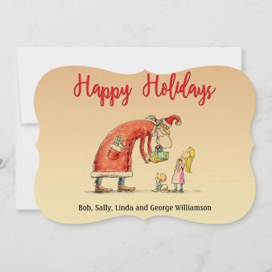 Cartes Pour Fêtes Annuelles Dessin amusant Père Noël livre des cadeaux Fancy C (Devant)