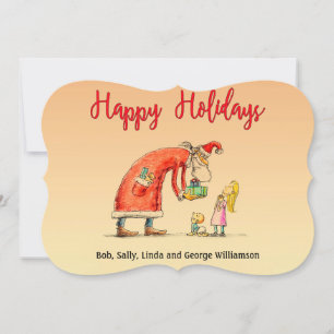 Cartes Pour Fêtes Annuelles Dessin amusant Père Noël livre des cadeaux Fancy C