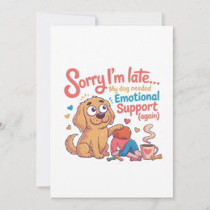 Cartes Pour Fêtes Annuelles Dessin animé d'art de soutien émotionnel de chien