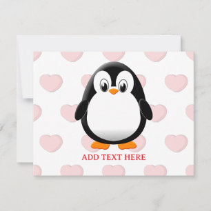 Cartes Pour Fêtes Annuelles Dessin animé de manchot mignon personnalisé pour l