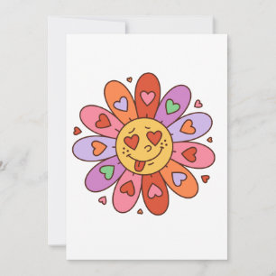 Cartes Pour Fêtes Annuelles dessin animé rétro super hippie amoureux daisy flo