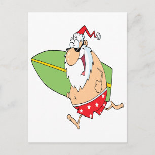 Cartes Pour Fêtes Annuelles dessin animé surf surf santa claus