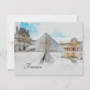 Cartes Pour Fêtes Annuelles Dessin aquarelle du Louvre Paris, France