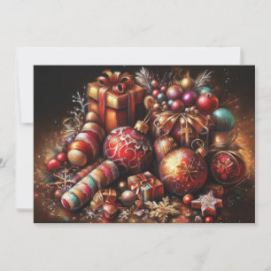 Cartes Pour Fêtes Annuelles Dessin au pastel dur motifs de Noël vacances