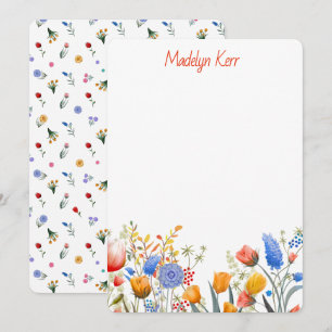 Cartes Pour Fêtes Annuelles Dessin coloré de fleurs sauvages peintes à la main