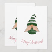Cartes Pour Fêtes Annuelles Dessin d'aquarelle gnome de Noël (Devant / Derrière)
