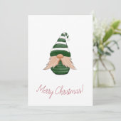 Cartes Pour Fêtes Annuelles Dessin d'aquarelle gnome de Noël (Debout devant)