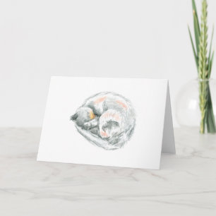 Cartes Pour Fêtes Annuelles Dessin de chat couché