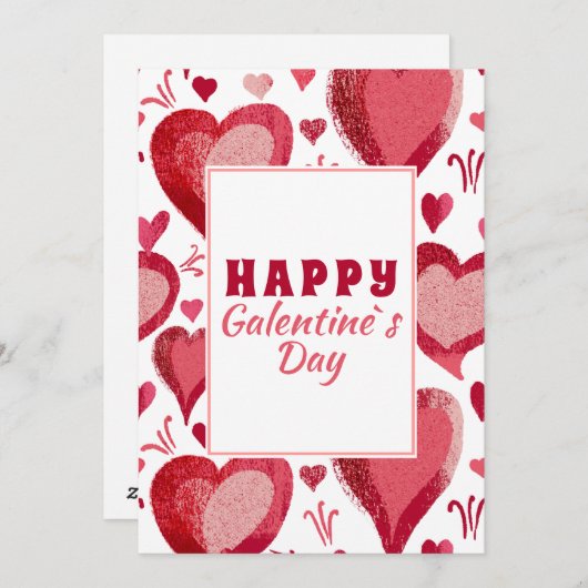 Cartes Pour Fêtes Annuelles Dessin de cœur rouge Joyuse Galentine`s Day (Devant / Derrière)