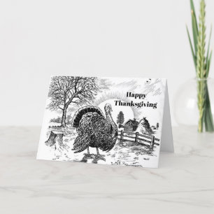 Cartes Pour Fêtes Annuelles Dessin de ferme de Turquie Thankgiving