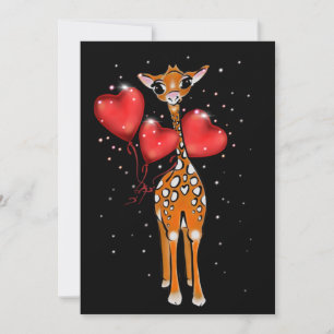 Cartes Pour Fêtes Annuelles Dessin de la girafe de la mignonne   ballons cardi