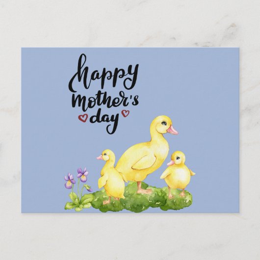 Cartes Pour Fêtes Annuelles Dessin de la mère Canard et Canards (Devant)