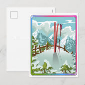 Cartes Pour Fêtes Annuelles Dessin de paysage de ski (Devant / Derrière)