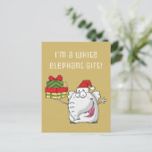 Cartes Pour Fêtes Annuelles Dessin-dessin de l'éléphant blanc Santa Hat (Debout devant)