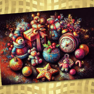 Cartes Pour Fêtes Annuelles Dessin dur Pastel Motifs de Noël