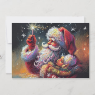 Cartes Pour Fêtes Annuelles Dessin dur Pastel Noël Père Noël