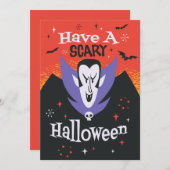 CARTES POUR FÊTES ANNUELLES DESSIN HALLOWEEN VAMPIRE (Devant / Derrière)