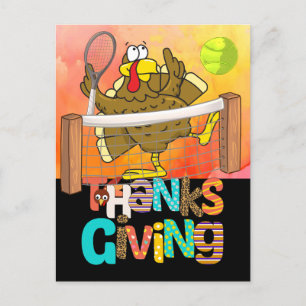Cartes Pour Fêtes Annuelles Dessin humoristique de Tennis Turkey Thanksgiving