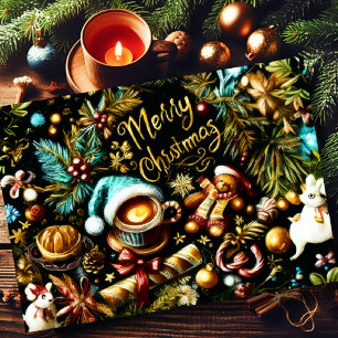 Cartes Pour Fêtes Annuelles Dessin Pastel de Noël Whimsical