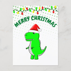 Cartes Pour Fêtes Annuelles Dessin T Rex Cute Dino Père Noël Casquette de Noël