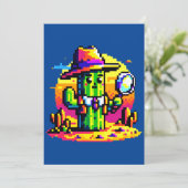 Cartes Pour Fêtes Annuelles Détecteur de cactus 8 bits - Mystère de pixels rét (Debout devant)
