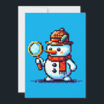 Cartes Pour Fêtes Annuelles Détective Snowman - Drôle Pixel Art Mystère d'hive<br><div class="desc">Il y a un mystère à résoudre dans la neige ! 🔍 ⛄ Le design "Detective Snowman" présente un bonhomme de neige en pixel dans un casquette élégant et foulard, tenant une loupe et cherchant des indices dans le pays des merveilles hivernales. Parfait pour les amateurs de mystère, les amateurs...</div>