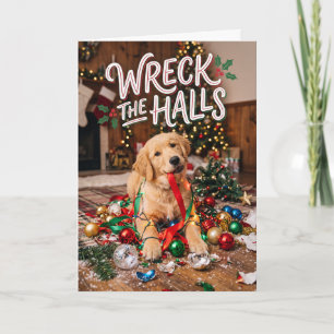 Cartes Pour Fêtes Annuelles Détruisez Les Couloirs Chien De Noël Retriever Dor