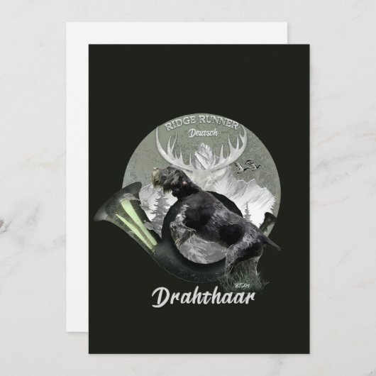 Cartes Pour Fêtes Annuelles Deutsch Drahthaar (Devant / Derrière)