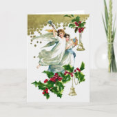 Cartes Pour Fêtes Annuelles Deux anges avec cloches Noël (Devant)