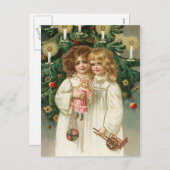 Cartes Pour Fêtes Annuelles Deux belles filles (Devant / Derrière)